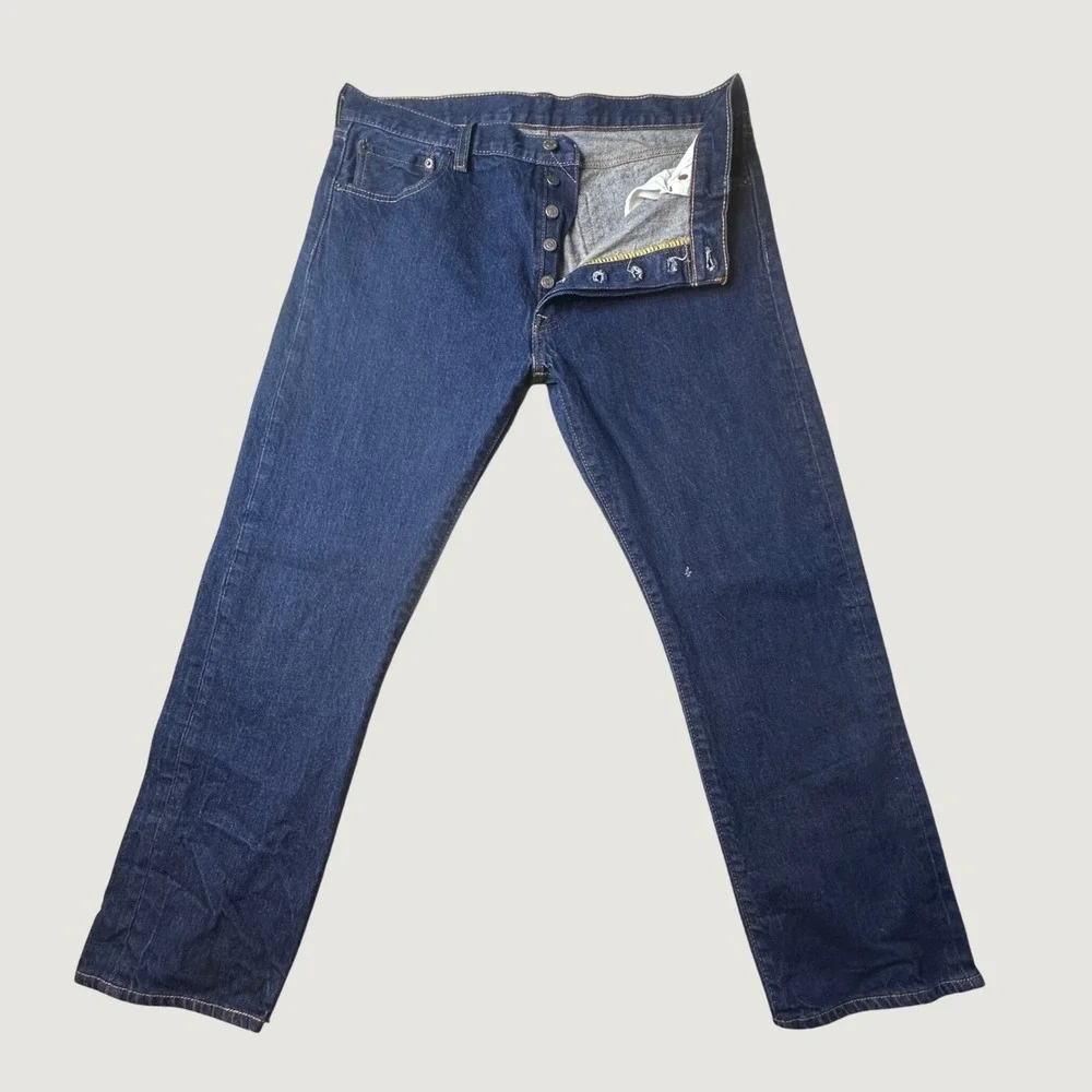 Levi's 501 Jeans Mens 36x29 (36x27) Blue Waterless Straight Leg Button Fly Denim